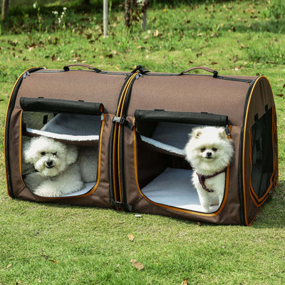 Large Portable Double Cat Pet Carrier Kennel Bag Oxford Travel Car Seat