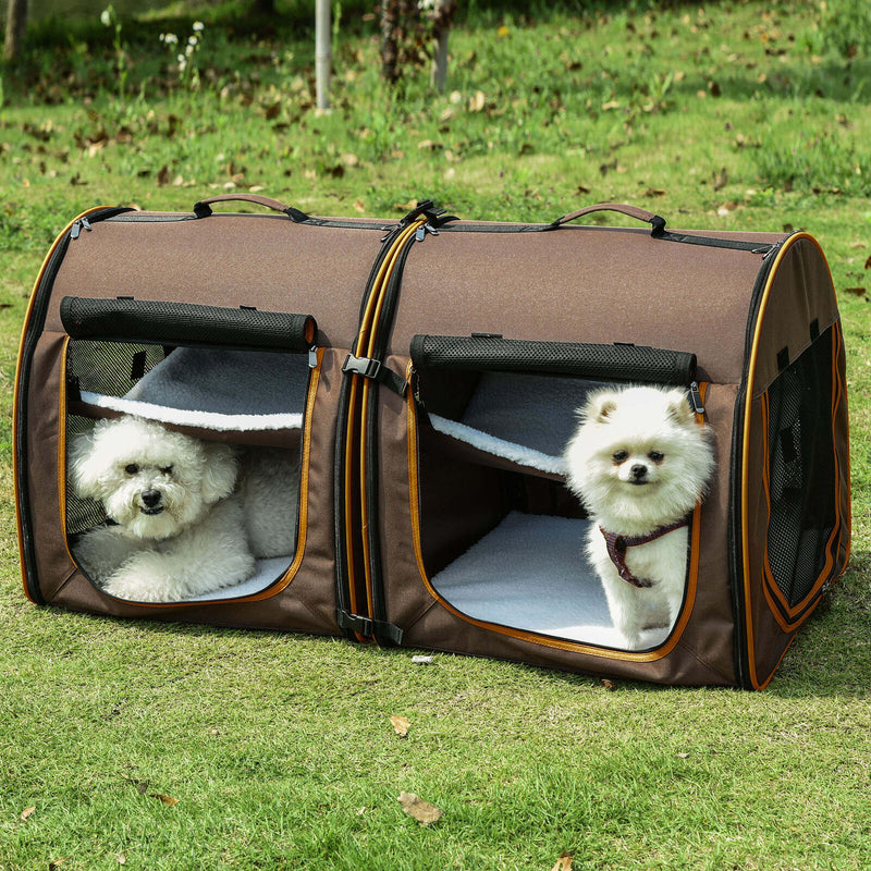 Large Portable Double Cat Pet Carrier Kennel Bag Oxford Travel Car Seat