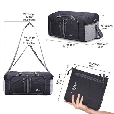 Foldable Duffle Bag 40L for Travel Gym Sports Lightweight Luggage Duffel, Black
