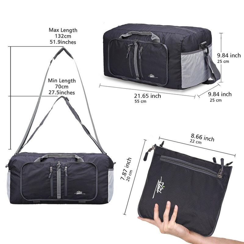 Foldable Duffle Bag 40L for Travel Gym Sports Lightweight Luggage Duffel, Black