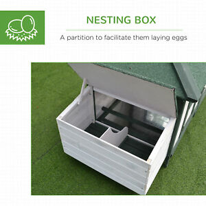 Chicken Coop Small Animal Pet Cage w/ Nesting Box Outdoor Run Backyard Wooden