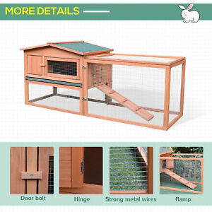 Wooden Rabbit Hutch Bunny Cage  Guinea Pig House Pet Supply