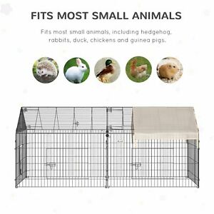 Galvanized Cage with Cover for Dog, Rabbit, and Chicken Run, 87" Black