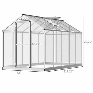 10'x6'x6.4' Walk-In Cold Frame Greenhouse Plant Growing Sun Shade Aluminum