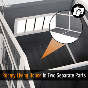 Wooden Large Dog House, Perfect for the Porch or Deck, 59" L, Grey