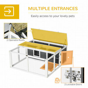 Wooden Rabbit Hutch Small Animal Cage Pet Run with Openable Roof Grey