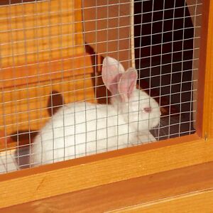 Wooden Rabbit Hutch Small Animal House Cage 2-Level w/ Run Backyard