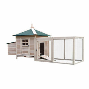 Chicken Coop Small Animal Pet Cage w/ Nesting Box Outdoor Run Backyard Wooden