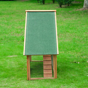 Wood Rabbit Hutch Chicken Coop w/ Run Ramp Backyard