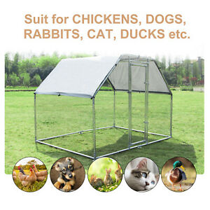 Large Metal Walk-In Chicken Coop Run Cage Outdoor Cover