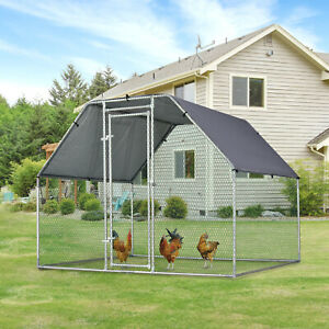 Large Metal Walk-In Chicken Coop Run Cage Outdoor Cover