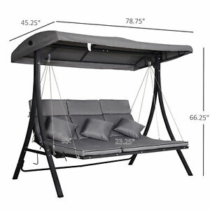 Outsunny Outdoor 3-person Porch Swing Chair Chaise Lounge