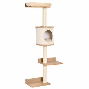 Cat Tree Cat Shelf Wall-Mounted Shelter with Condo Bed Scratching Post