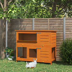 2 Story Elevated Wood Rabbit Hutch Small Animal House