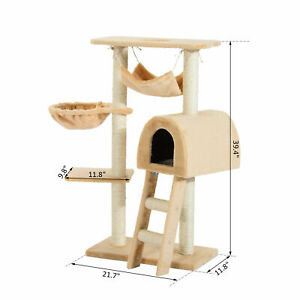 39" Deluxe Cat Tree Tower Scratching Post Kitten Condo Activity Center