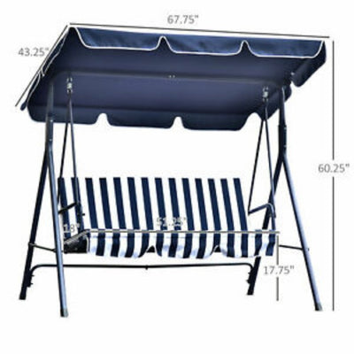 3 Seater Swing Chair Outdoor Patio Hammock Porch Glider Adjustable Canopy