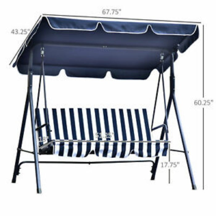 3 Seater Swing Chair Outdoor Patio Hammock Porch Glider Adjustable Canopy