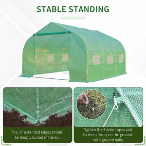 11.5x10ft Walk-In Greenhouse Plant Grow Tent Portable Garden Green