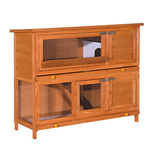 2 Story Elevated Wood Rabbit Hutch Small Animal House