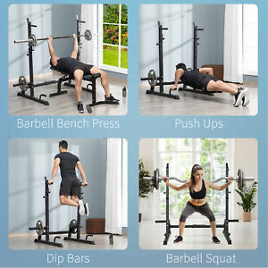 Multi-Function Barbell Squat Rack Stand Adjustable Weight Lifting Bench Press