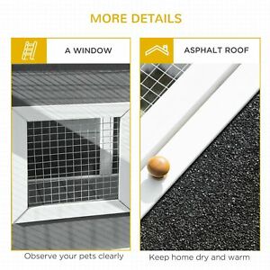 Wooden Rabbit Hutch Small Animal Cage Pet Run with Openable Roof Grey