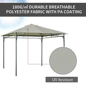 10' x 10' Gazebo Canopy Replacement UV Protected Cover Sun Shade Cream White