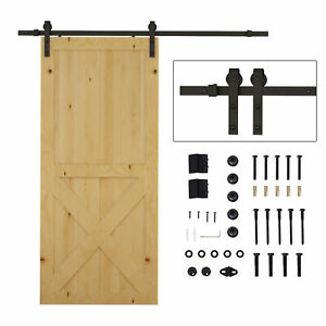 6.6FT Sliding Wood Barn Door Hardware Track System Carbon Steel