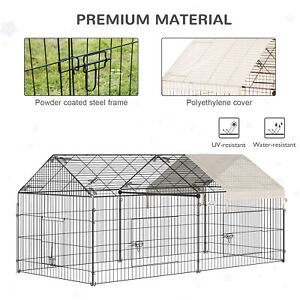 Galvanized Cage with Cover for Dog, Rabbit, and Chicken Run, 87" Black