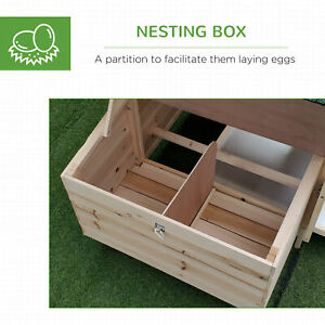 Chicken Coop Small Animal Pet Cage w/ Nesting Box Outdoor Run Backyard Wooden