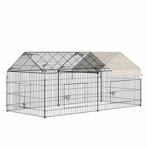 Galvanized Cage with Cover for Dog, Rabbit, and Chicken Run, 87" Black