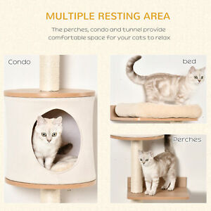 Cat Tree Cat Shelf Wall-Mounted Shelter with Condo Bed Scratching Post