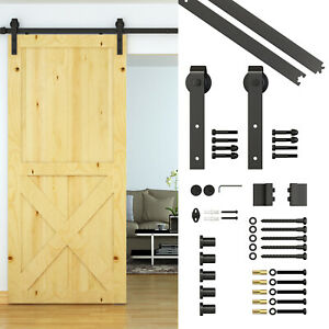 6.6FT Sliding Wood Barn Door Hardware Track System Carbon Steel