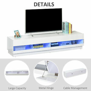71" High Gloss LED TV Cabinet Stand Entertainment Center Storage Unit White
