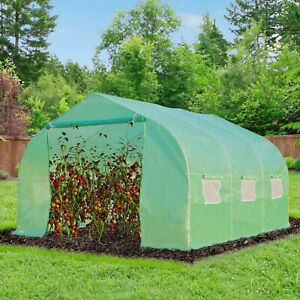 11.5x10ft Walk-In Greenhouse Plant Grow Tent Portable Garden Green