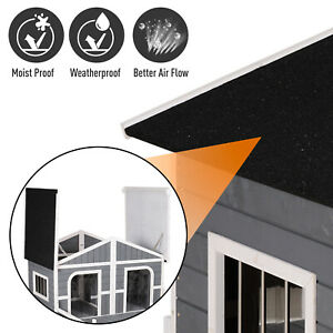 Wooden Large Dog House, Perfect for the Porch or Deck, 59" L, Grey