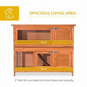 2 Story Elevated Wood Rabbit Hutch Small Animal House