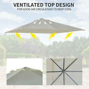 10' x 10' Gazebo Canopy Replacement UV Protected Cover Sun Shade Cream White