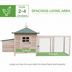 Chicken Coop Small Animal Pet Cage w/ Nesting Box Outdoor Run Backyard Wooden