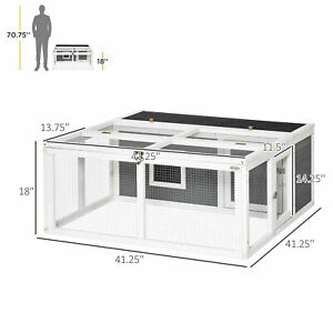 Wooden Rabbit Hutch Small Animal Cage Pet Run with Openable Roof Grey