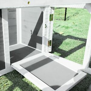 Wooden Rabbit Hutch Small Animal Cage Pet Run with Openable Roof Grey