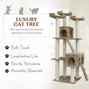 Multi- Level Cat Scratcher Tree Condo Kitten House Post Bed Toys Cat Furniture