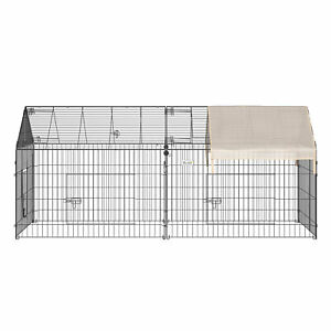 Galvanized Cage with Cover for Dog, Rabbit, and Chicken Run, 87" Black