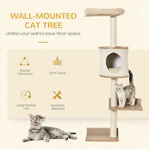 Cat Tree Cat Shelf Wall-Mounted Shelter with Condo Bed Scratching Post