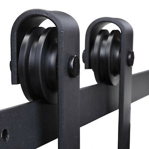 6.6FT Sliding Wood Barn Door Hardware Track System Carbon Steel