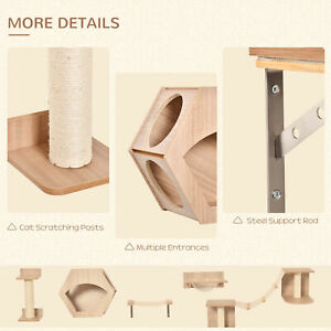 Cat Tree 5PCs Pet Wall-mounted Shelf Set Climbing Frame Activity Center