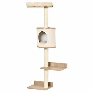 Cat Tree Cat Shelf Wall-Mounted Shelter with Condo Bed Scratching Post