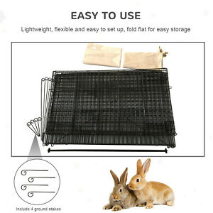 Galvanized Cage with Cover for Dog, Rabbit, and Chicken Run, 87" Black