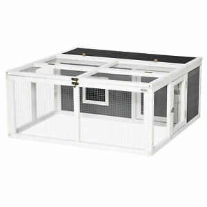 Wooden Rabbit Hutch Small Animal Cage Pet Run with Openable Roof Grey