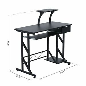 Computer Desk Laptop Table Space Saving Portable Home Office Wood w/ Pullout
