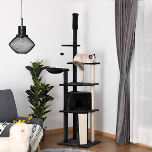 82.75"-94.5" Huge Cat Tree Ceiling Activity Center Adjustable Hammock Jute